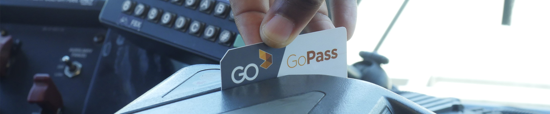 GoPass being swiped though onboard bus fare box