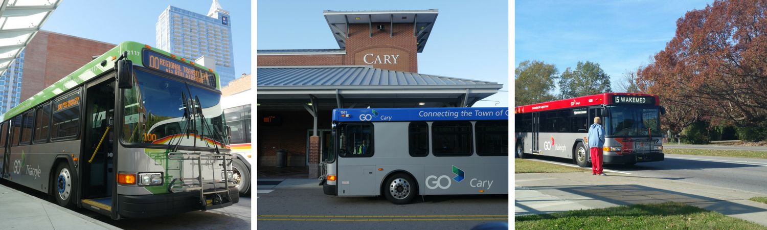Raleigh Cary and GoTriangle buses